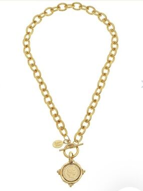 Susan Shaw Gold-tone Toggle Necklace featuring 1948 Swiss Coin